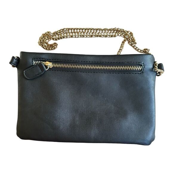 Aitbags Elegant Clutch/Crossbody Handbag. Black w gold accents. Removable chain - Picture 2 of 8